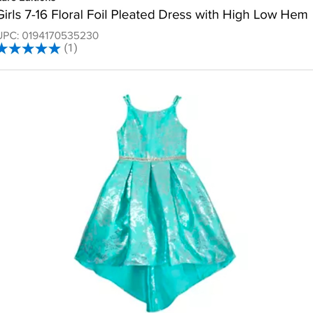 Rare Editions Floral Foil Pleated Dress - Blue